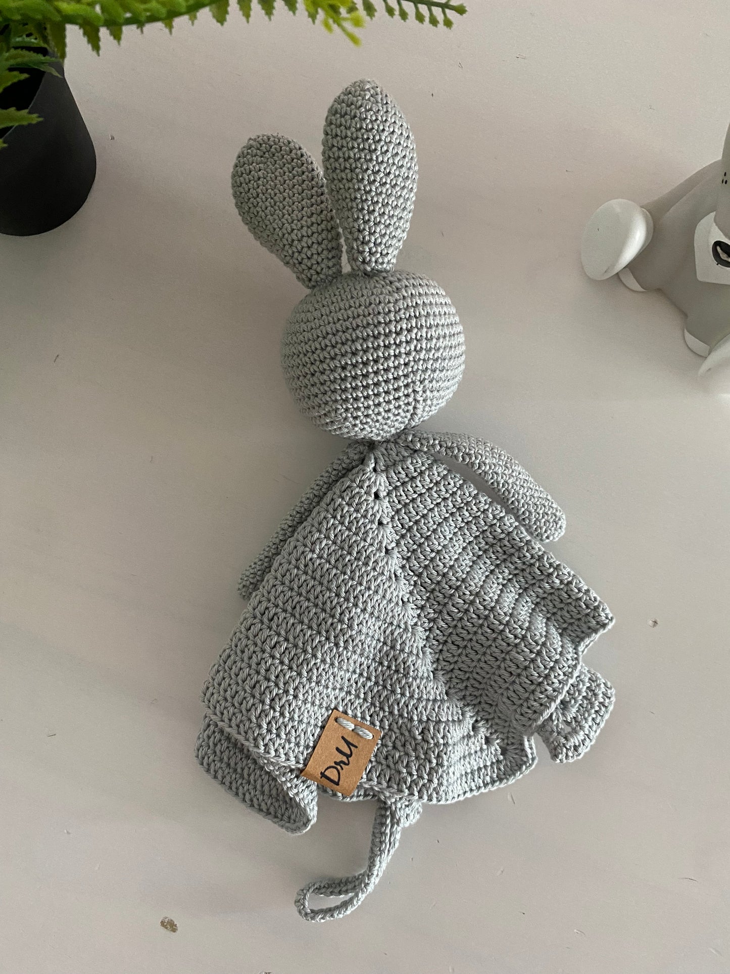 Cuddle cloth bunny with pacifier cord light gray