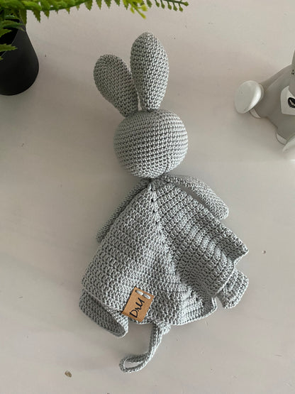 Cuddle cloth bunny with pacifier cord light gray