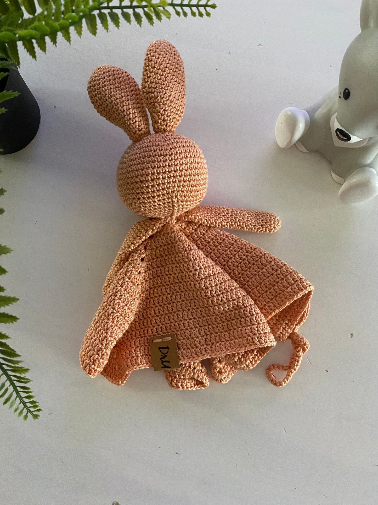 Cuddle cloth rabbit with pacifier cord salmon pink