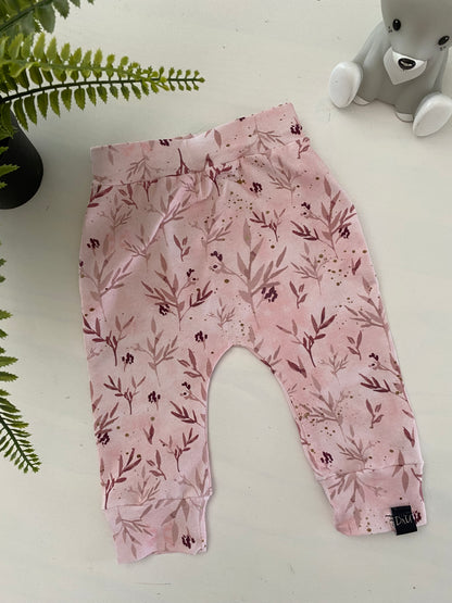 Newborn pants pink twigs