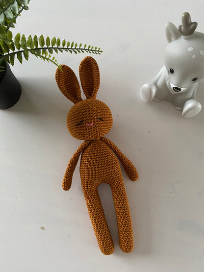 Peluche lapin ocre marron