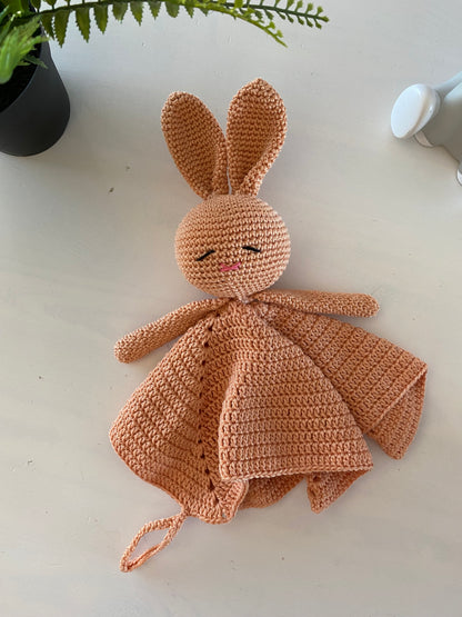 Cuddle cloth rabbit with pacifier cord salmon pink