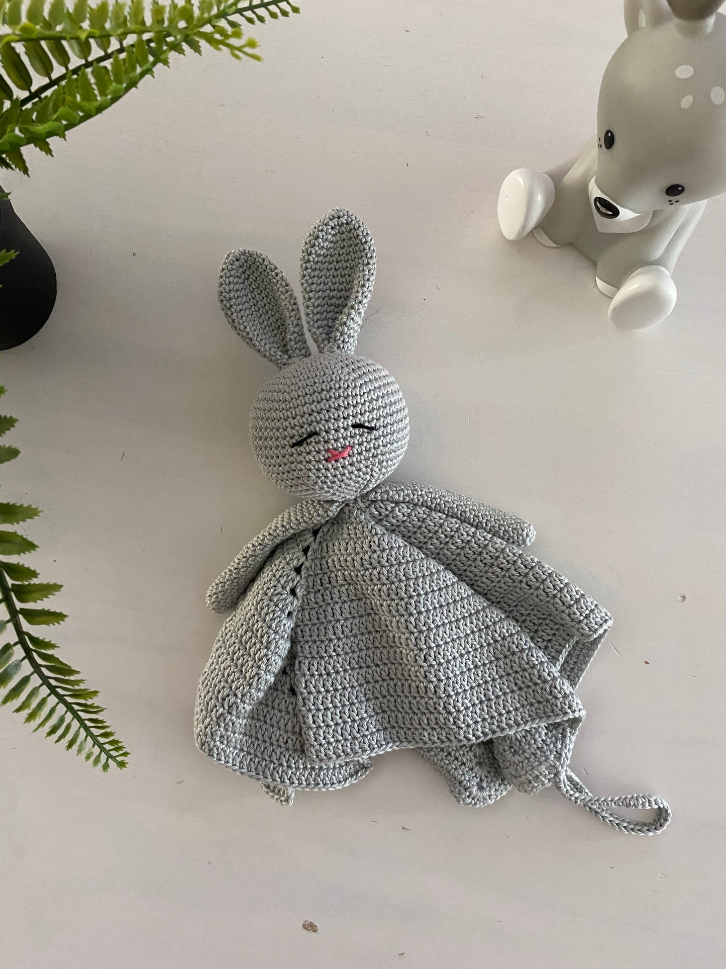 Cuddle cloth bunny with pacifier cord light gray