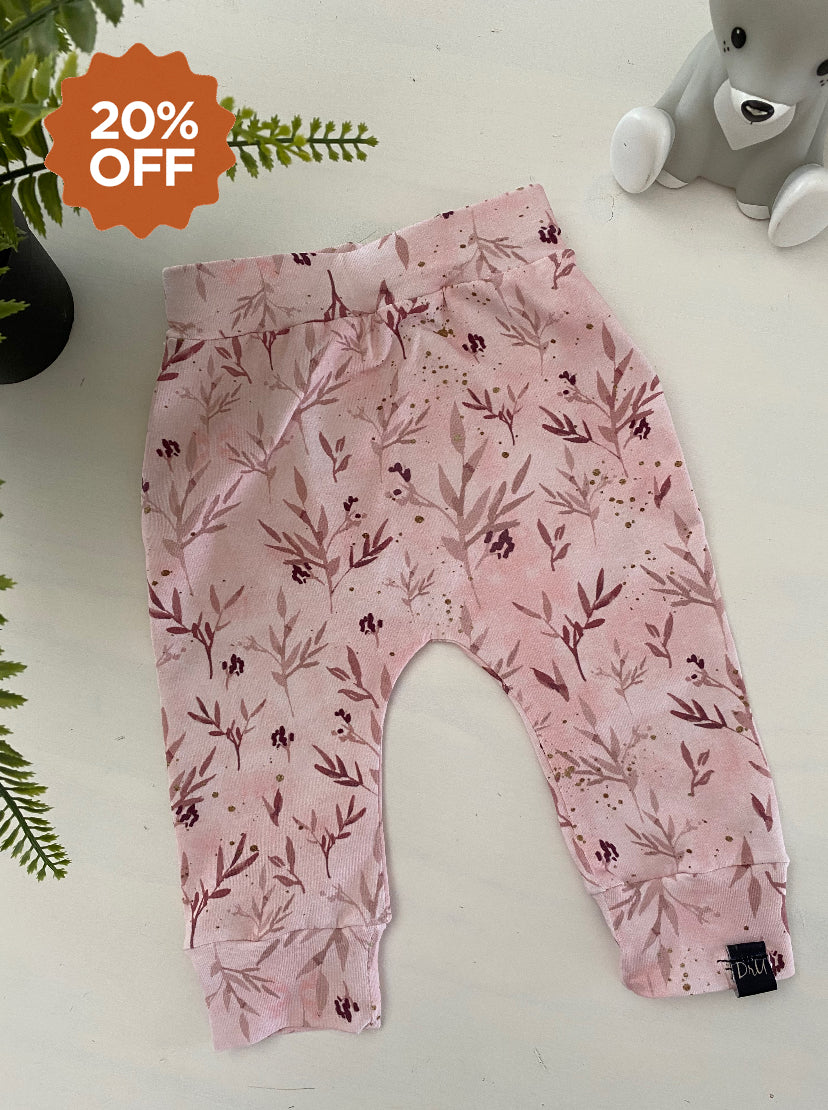 Newborn pants pink twigs