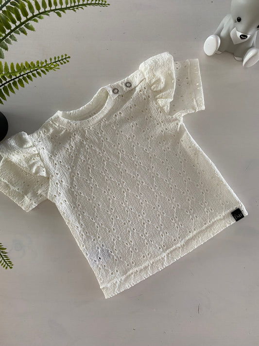 Ruffle t-shirt Ecru Broderie