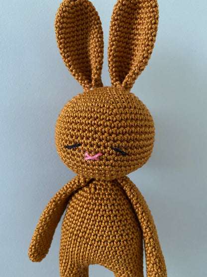 Peluche lapin ocre marron