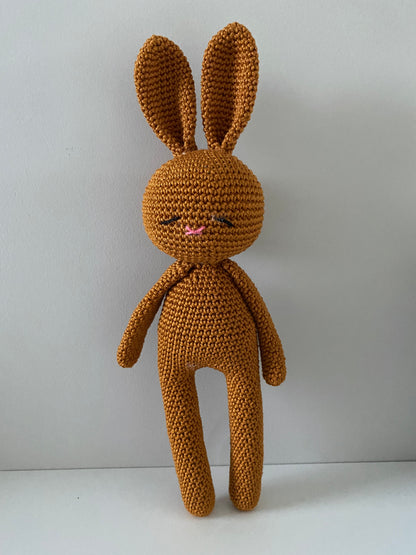 Peluche lapin ocre marron