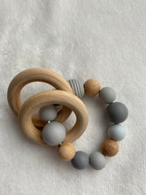 Load image into Gallery viewer, Teething ring gray silicone pearls
