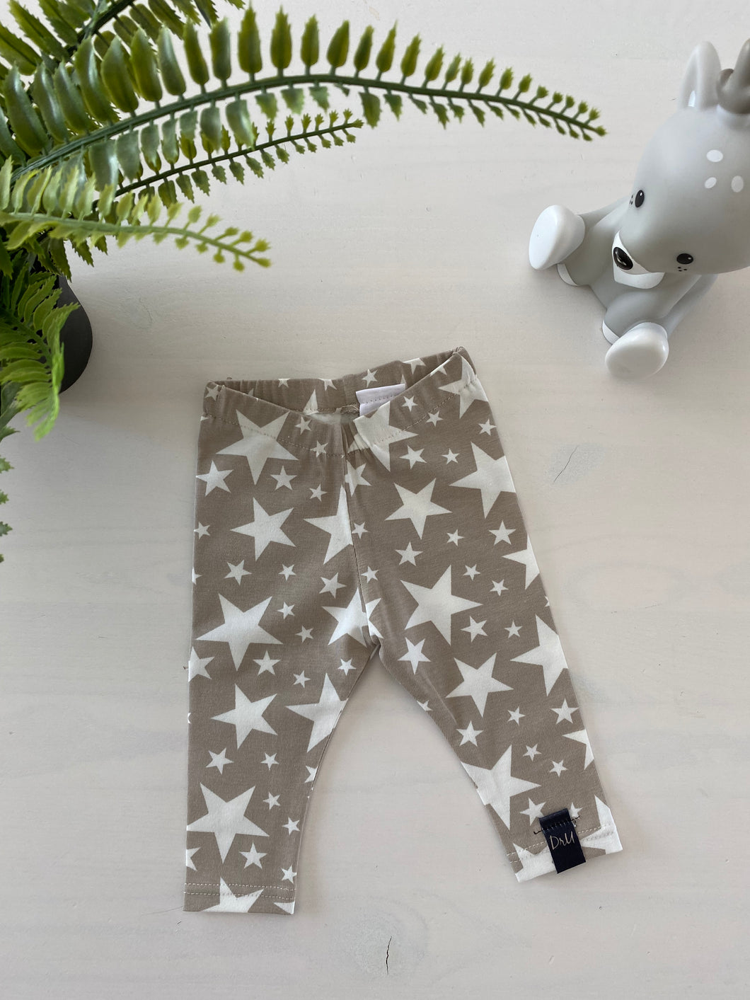 Newborn leggings Stars Taupe, Size 48